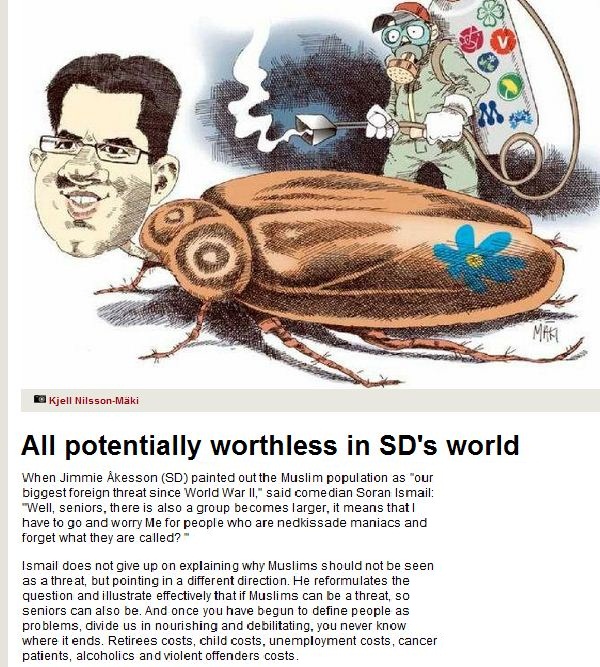 Sweden democrats likened to cockroaches 25.11.2012