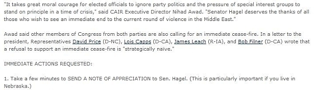 CAIR FOR HAGEL