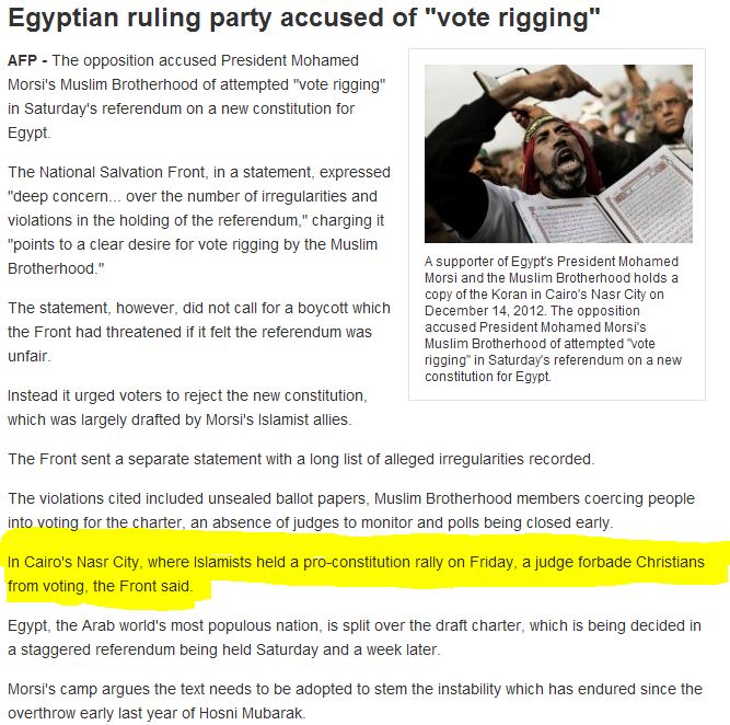 EGYPTIAN CONSTITUTION REFERENDUM IRREGULARITIES 16.12.2012