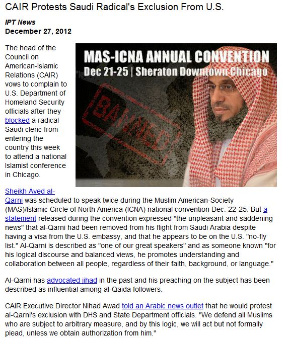 cair upset fundamentalist saudi cleric not allowed into the us 28.12.2012