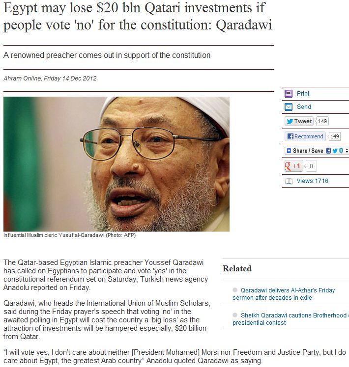 qaradawi qatar sharia constitution 15.12.2012
