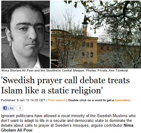 PRAYER DEBATE IN SWEDEN 10.1.2013