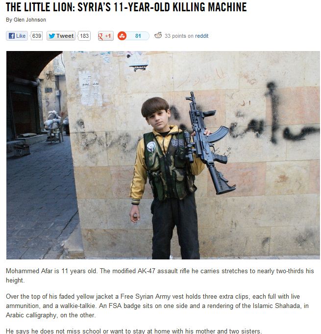 Syria rebels use of children 11.1.2013