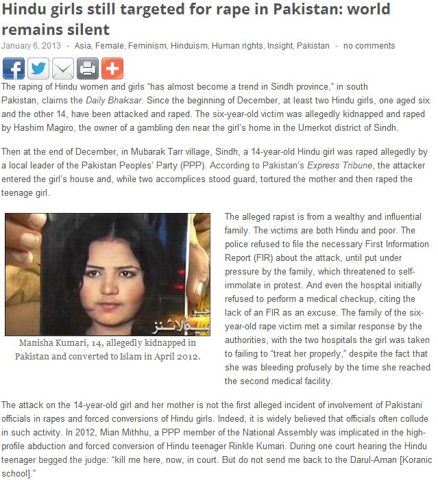hindu girls still being raped in pakistan 7.1.2013