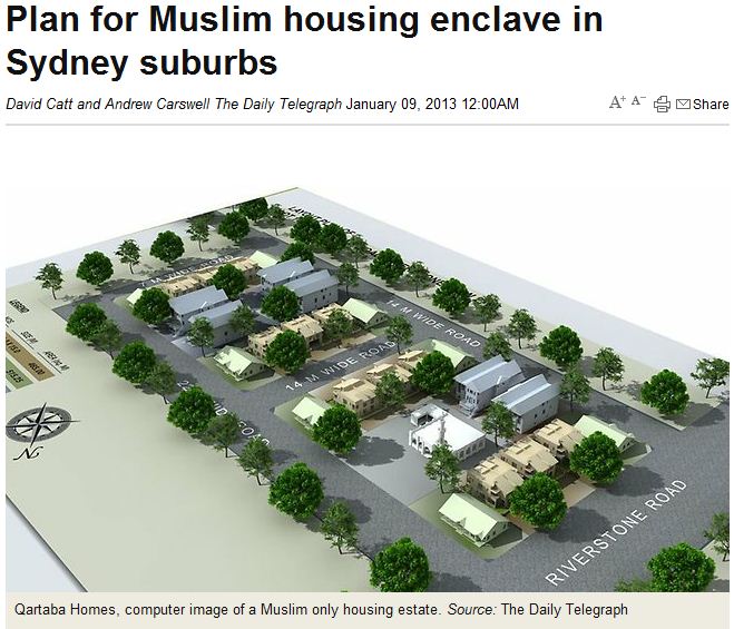 muslim only enclave planned for Sydney suburbs 8.1.2013