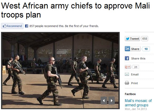 west african troops to mali 15.1.2013