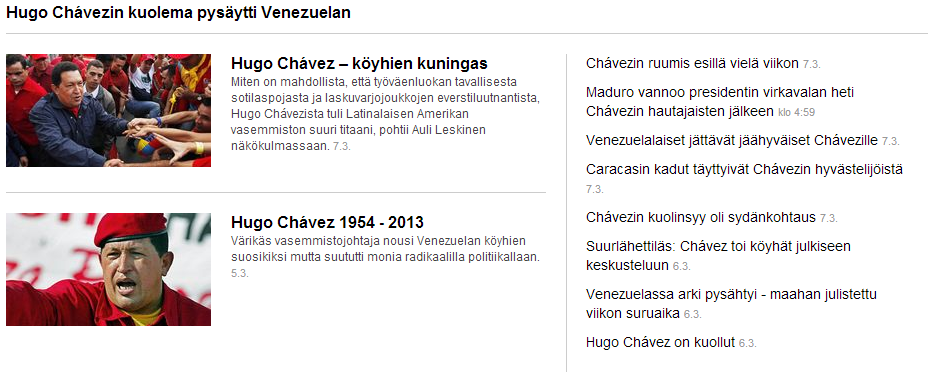 yle in mourning over chavez death
