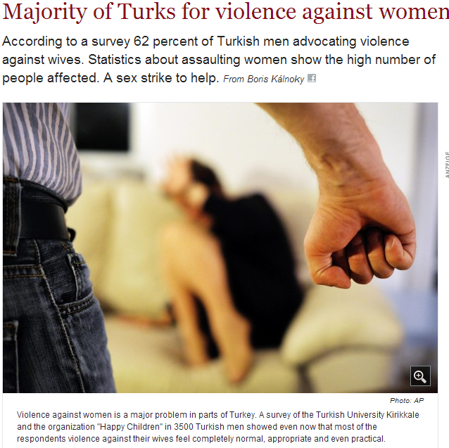 majority of turks favor beating their wives 28.4.2013