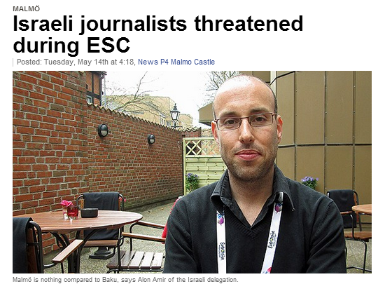 israeli journalists threatened at eu song contest 15.5.2013