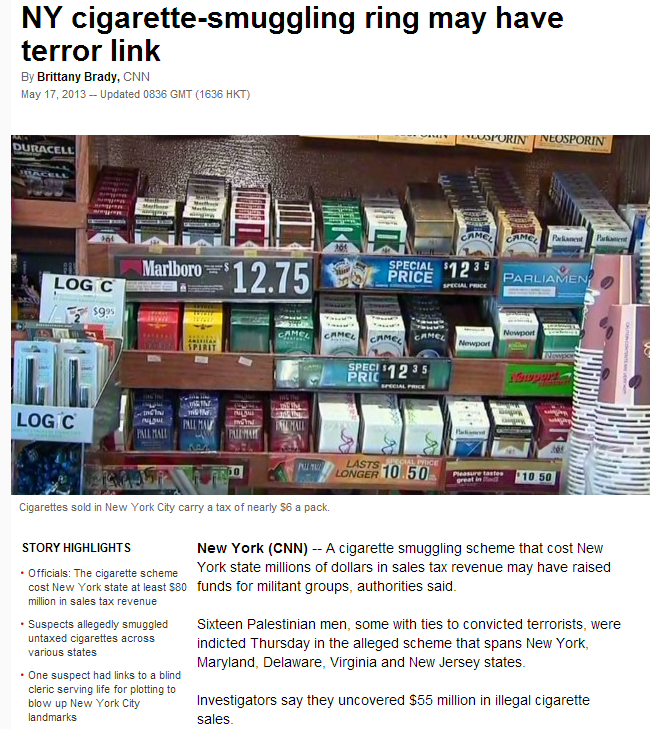palestinian cigarette terror scam busted in NYC 17.5.2013