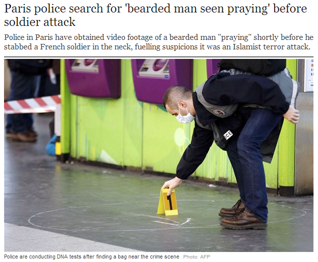 paris looks for bearded man parying minutes before attack on soldier 28.5.2013