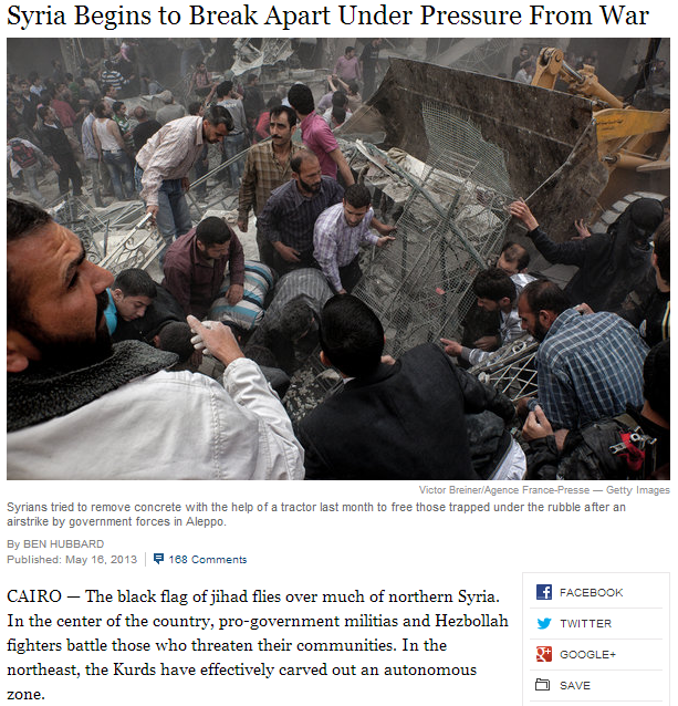 syria breaks apart 18.5.2013
