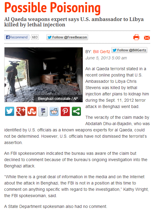 POSSIBLE POISONING IN BENGHAZI ATTACK 5.6.2013