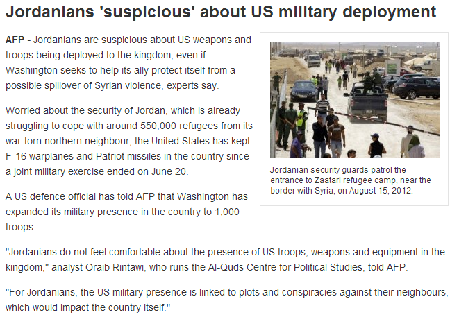jordanians suspicisios of us troops in country 29.6.2013