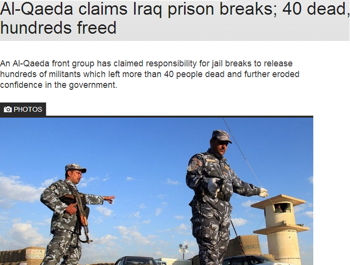 al qaida claims hudreds freed in prison break 40 dead 24.7.2013
