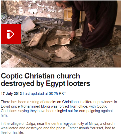coptic church in egypt destroyed priest escapes with his life 18.7.2013