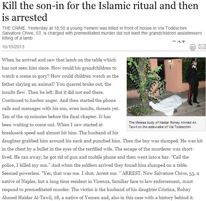 man kill son-in-law for slaughtering lamb on kitchen table in front of children 21.10.2013