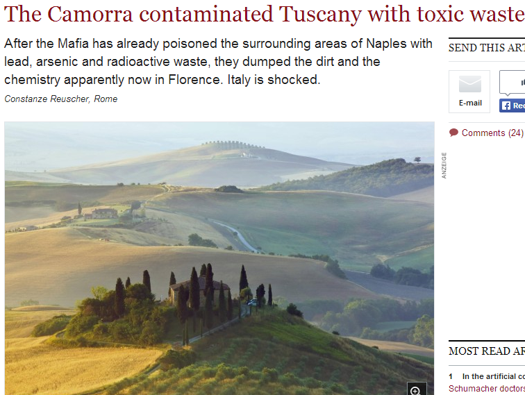 italy tuscany contaminated with toxic waste 30.12.2013