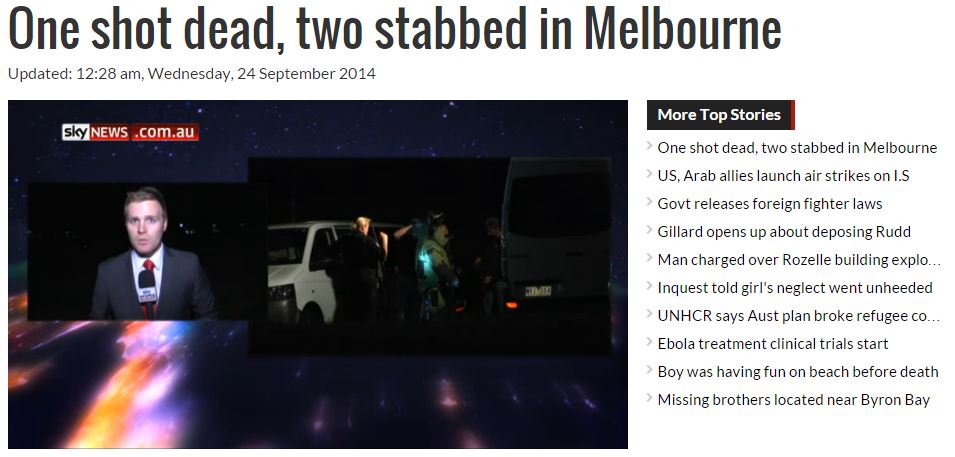 AUSTRALIA ONE DEAD TWO STABBED 23.9.2014