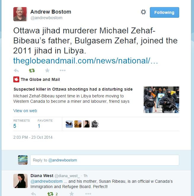 BOSTOM OTTAWA JIHAD ATTACK FATHER WAS IN LIBYAN JIHAD 23.10.2014