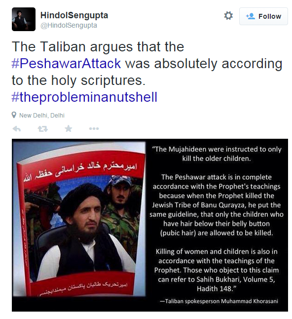 taliban murder of 150 scholls children was halal 18.12.2014