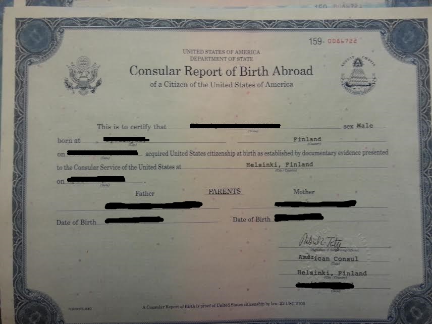 CONSULAR BIRTH CERTIFICATE