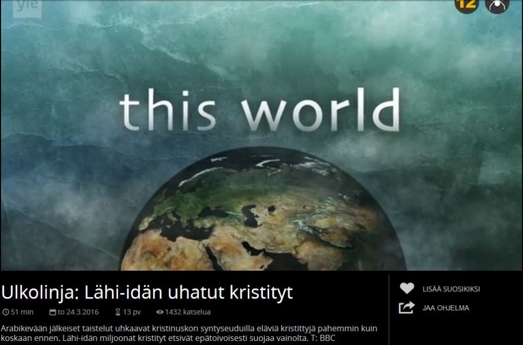 BBC this world censored by YLE on Finnish TV
